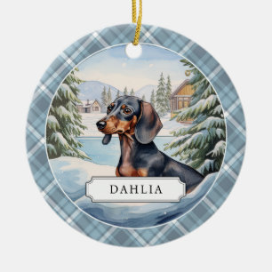 Dachshund Ceramic Circle Ornament