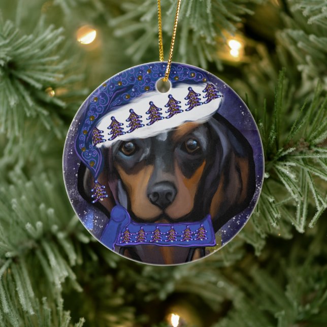 Dachshund  ceramic tree decoration (Tree)