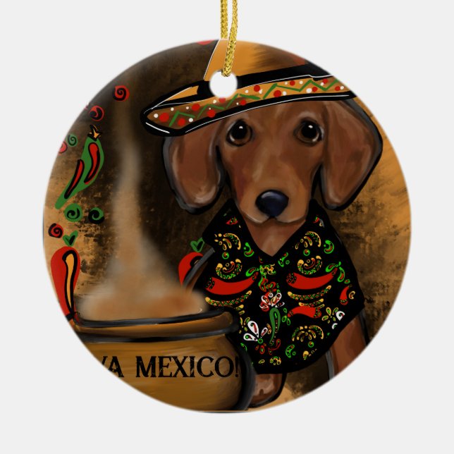Dachshund          ceramic tree decoration (Front)