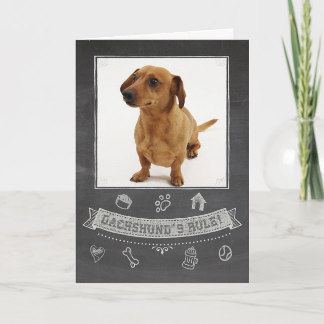 Dachshund Chalkboard Birthday Card (Front)