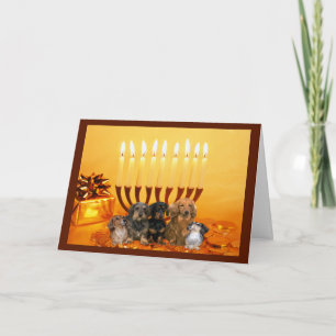 Dachshund Chanukah Card Menorah4