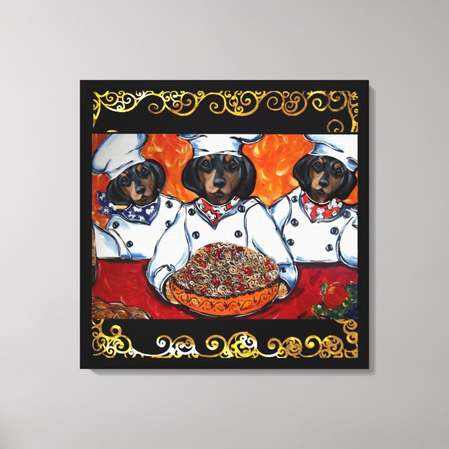 DACHSHUND CHEF ART      CANVAS PRINT (Front)