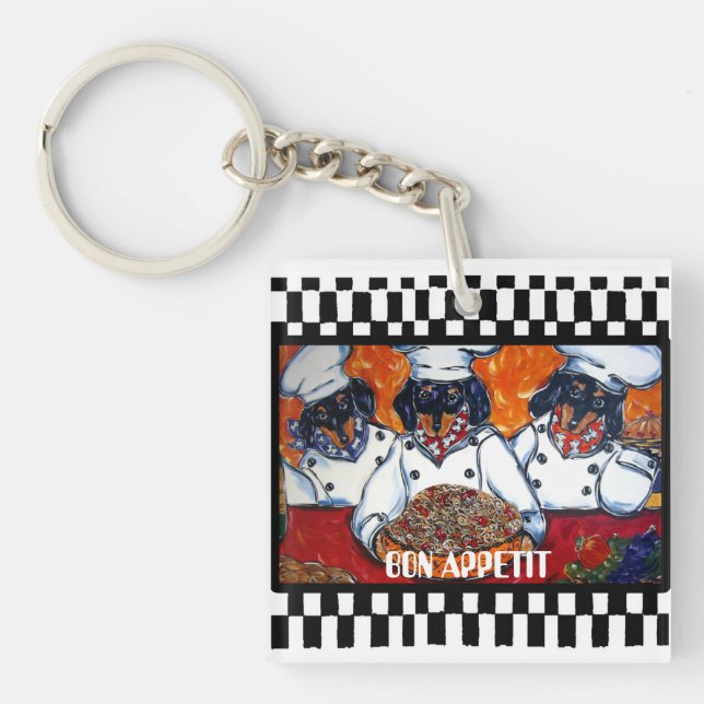Dachshund Chefs Key Ring (Front)