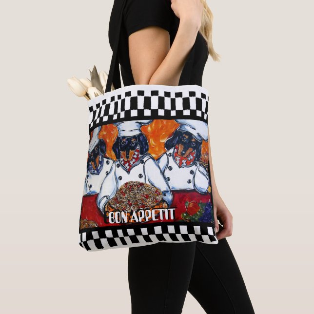 Dachshund Chefs Tote Bag (Close Up)