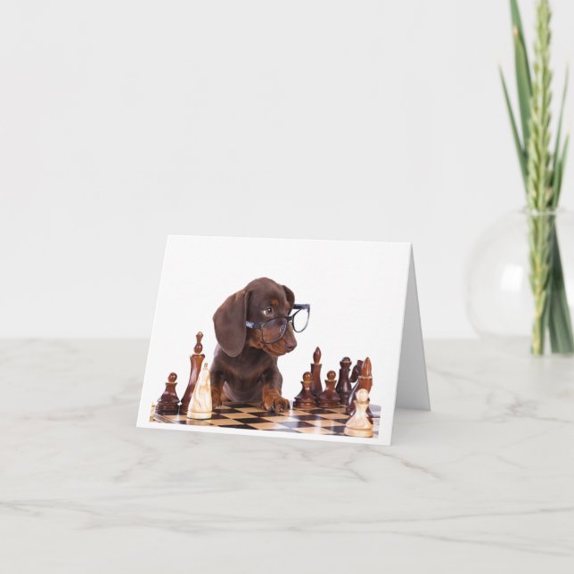 Dachshund Chess Player Any Occasion Greeting Card (Front)