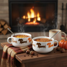 Dachshund Chilli Bowl Mug Cosy Fall Colours