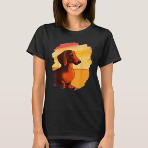 Dachshund Chiweenie Wiener Dog Art Sunset Vintage  T-Shirt
