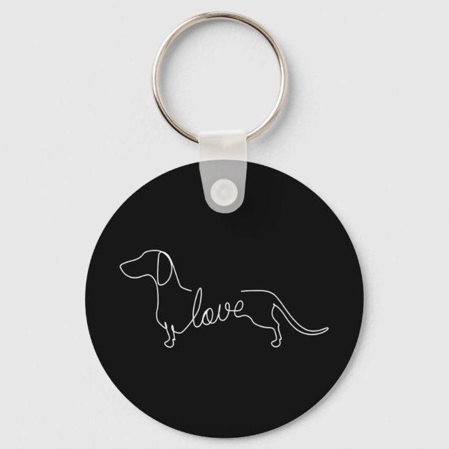 Dachshund Chiweenie Wiener Dog Love Art Sketch Key Ring (Front)