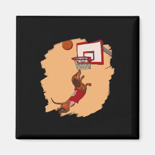 Dachshund Chiweenie Wiener Dog Playing Basketball  Magnet