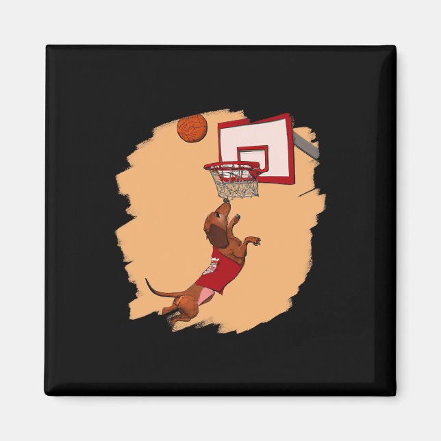 Dachshund Chiweenie Wiener Dog Playing Bysketbyll  Magnet (Front)