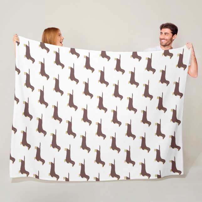 dachshund chocolate and tan silhouette fleece blanket (In Situ)