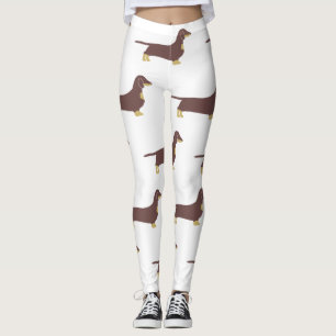 dachshund chocolate and tan silhouette leggings