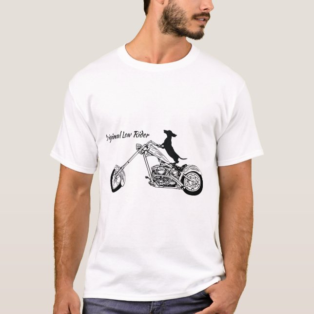 Dachshund Chopper Motorcycle Rider T-Shirt (Front)