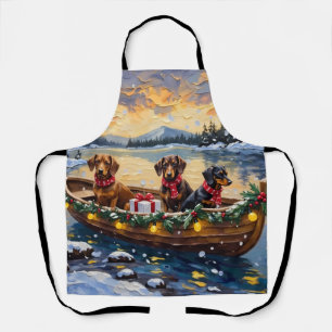 Dachshund Christmas Boat Holiday Apron