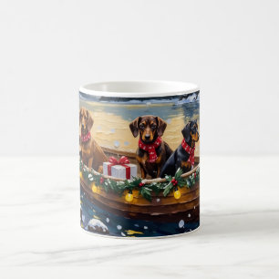 Dachshund Christmas Boat Holiday Coffee Mug