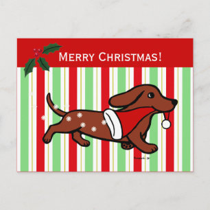 Dachshund Christmas Cartoon Holiday Postcard