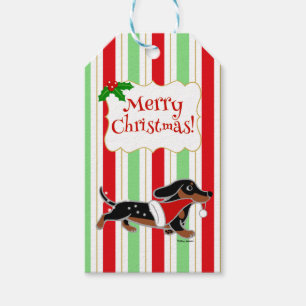 Dachshund Christmas Cartoon Snowflakes Gift Tags