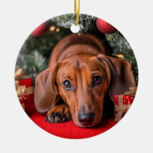 Dachshund Christmas Ceramic Tree Decoration