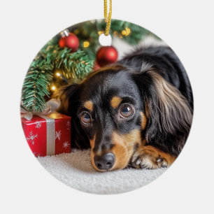 Dachshund Christmas Ceramic Tree Decoration