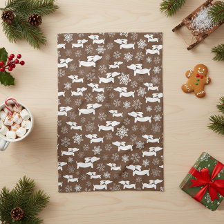 Dachshund Christmas Chef Gift Brown Tea Towel