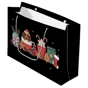 Dachshund Christmas Coffee Xmas Baker Gingerbread Large Gift Bag
