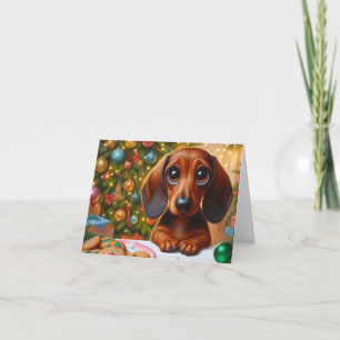 Dachshund Christmas Cookie Holiday Card