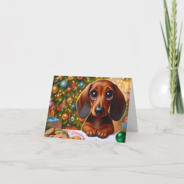 Dachshund Christmas Cookie Holiday Card (Front)