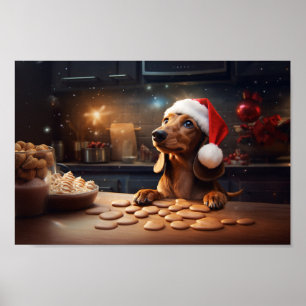 Dachshund Christmas Cookies Festive Holiday Poster