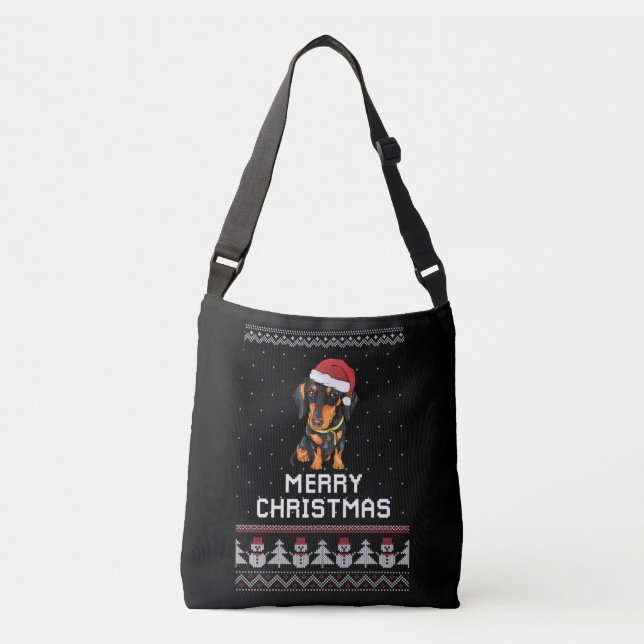 Dachshund Christmas Crossbody Bag (Front)