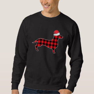 Dachshund Christmas Decorations Red Plaid Buffalo  Sweatshirt