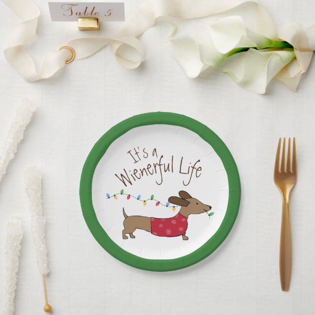 Dachshund Christmas Dessert Disposable Plates (Wedding)