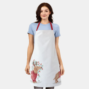 Dachshund Christmas Dog Cozy Sweater With Lights Apron