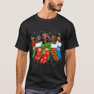 Dachshund Christmas Dog Cute Socks Xmas T-Shirt