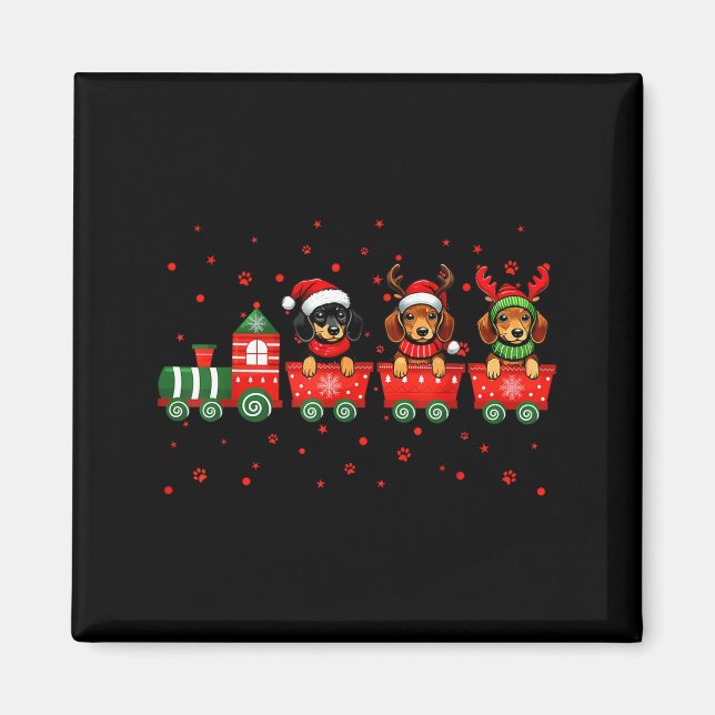 Dachshund Christmas Dog Lights Santa Xmas Pet Dog  Magnet (Front)