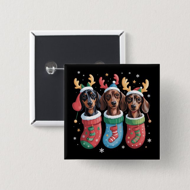 Dachshund Christmas Dog Lover Gift Holiday 15 Cm Square Badge (Front & Back)