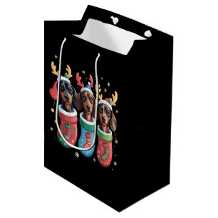 Dachshund Christmas Dog Lover Gift Holiday Medium Gift Bag