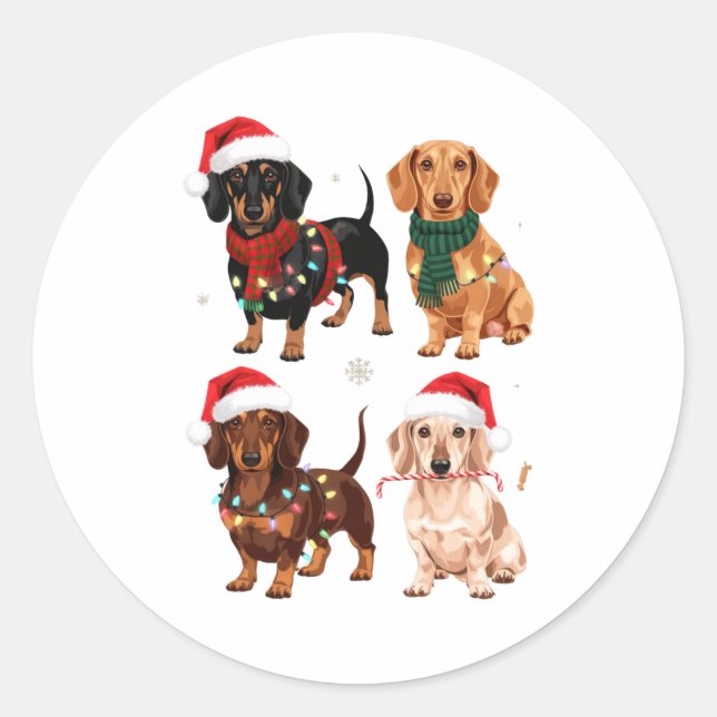 Dachshund Christmas Dog Mom Lover Xmas Gift  Classic Round Sticker (Front)
