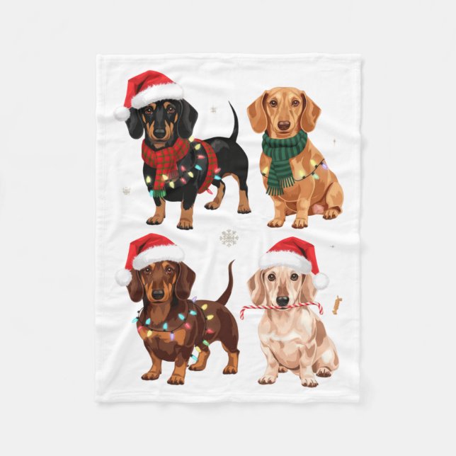 Dachshund Christmas Dog Mom Lover Xmas Gift  Fleece Blanket (Front)