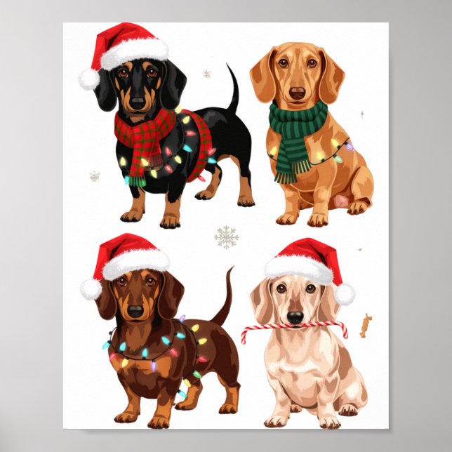 Dachshund Christmas Dog Mom Lover Xmas Gift  Poster (Front)