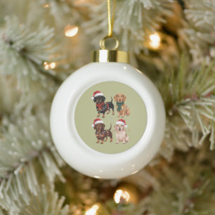 Dachshund Christmas Dog Mum Lover Xmas Gift Ceramic Ball Christmas Ornament