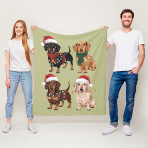 Dachshund Christmas Dog Mum Lover Xmas Gift Fleece Blanket
