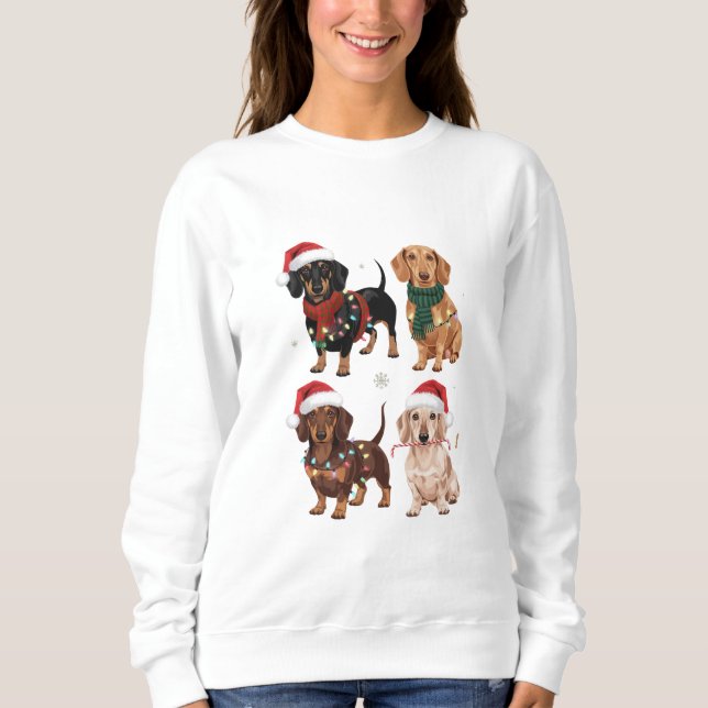 Dachshund Christmas Dog Mum Lover Xmas Gift Sweatshirt (Front)