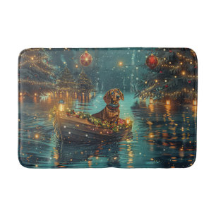 Dachshund Christmas Festive Voyage  Bath Mat