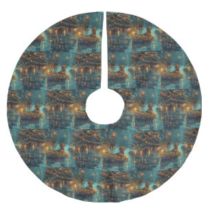 Dachshund Christmas Festive Voyage  Brushed Polyester Tree Skirt