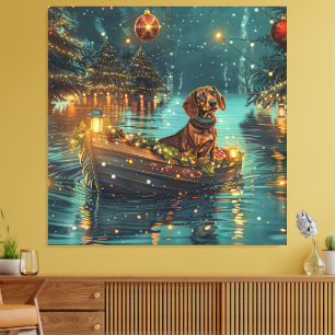 Dachshund Christmas Festive Voyage  Canvas Print