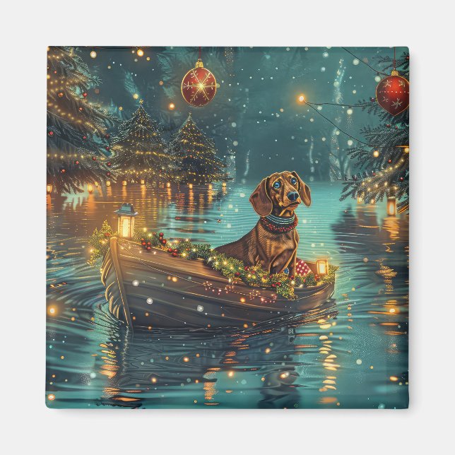 Dachshund Christmas Festive Voyage  Magnet (Front)