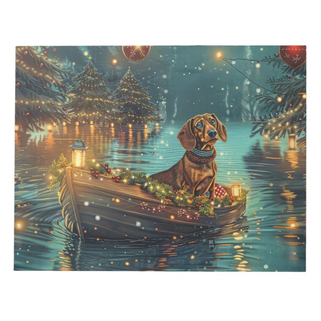 Dachshund Christmas Festive Voyage  Notepad (Front)