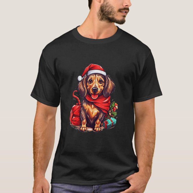 Dachshund Christmas Fun Festive Holiday Dog Design T-Shirt (Front)