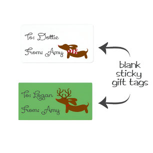 Dachshund Christmas Gift Tags Stickers Reindeer