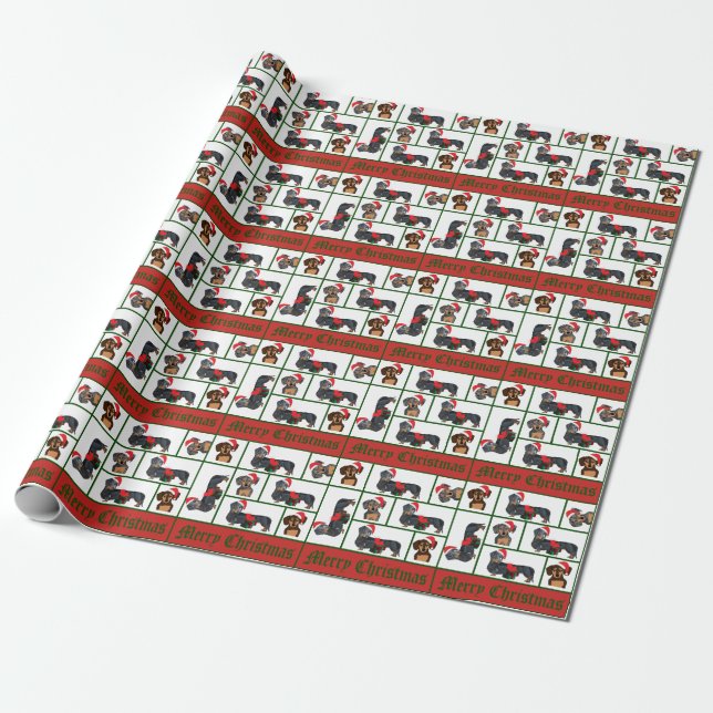 Dachshund Christmas Gift Wrap (Unrolled)